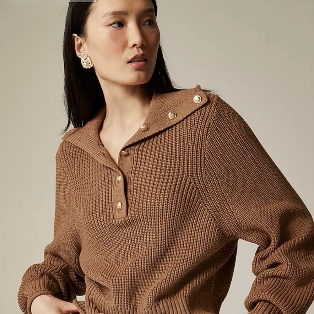NWT Women’s J.Crew Cotton Sweater with Gold Buttons Size Large $32